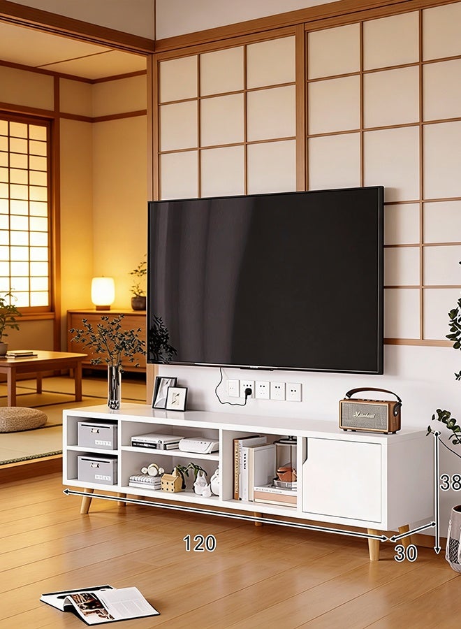 CozyNest Modern Minimalist TV Stand Cabinet, Low Profile Wood Legs, Compact Living Room & Bedroom Floor TV Cabinet with Storage - Image 3